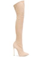 Casadei Thigh Length Stiletto Boots - Nude & Neutrals