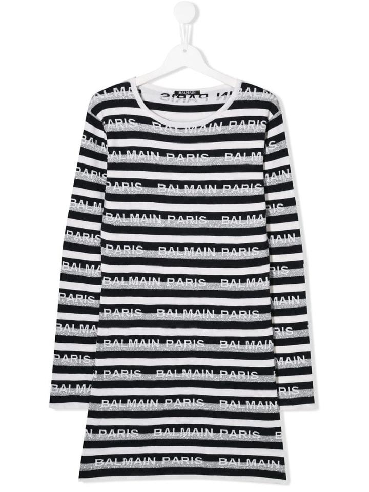 Balmain Kids Teen Striped Sweater Dress - Blue