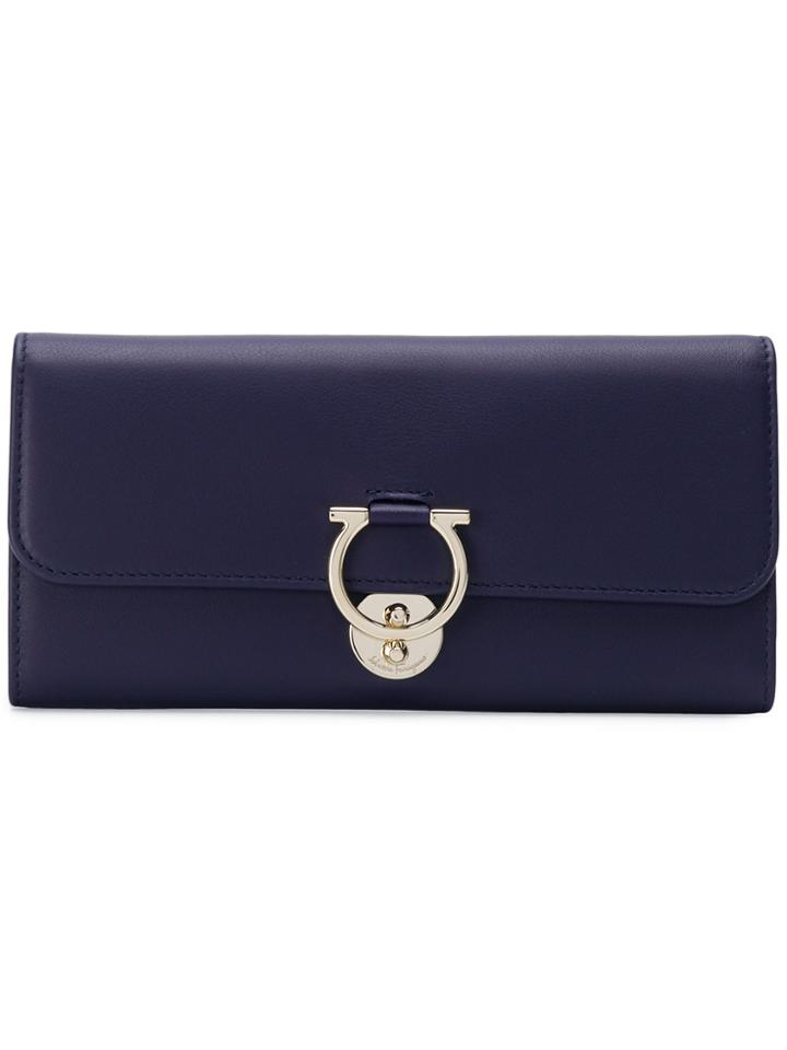 Salvatore Ferragamo Gancini Continental Wallet - Pink & Purple