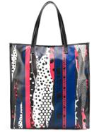 Versus Torn Polka Dot Print Shopper Tote - Black