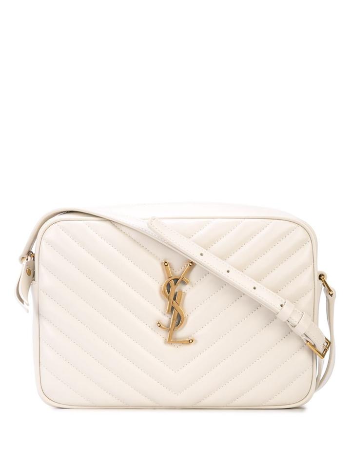 Saint Laurent Lou Quilted Camera Bag - White