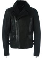 Belstaff Off-centre Zip Jacket, Men's, Size: 52, Black, Leather/sheep Skin/shearling