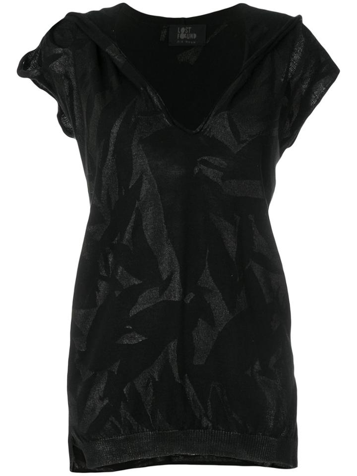 Lost & Found Ria Dunn Hooded Slashed T-shirt - Black