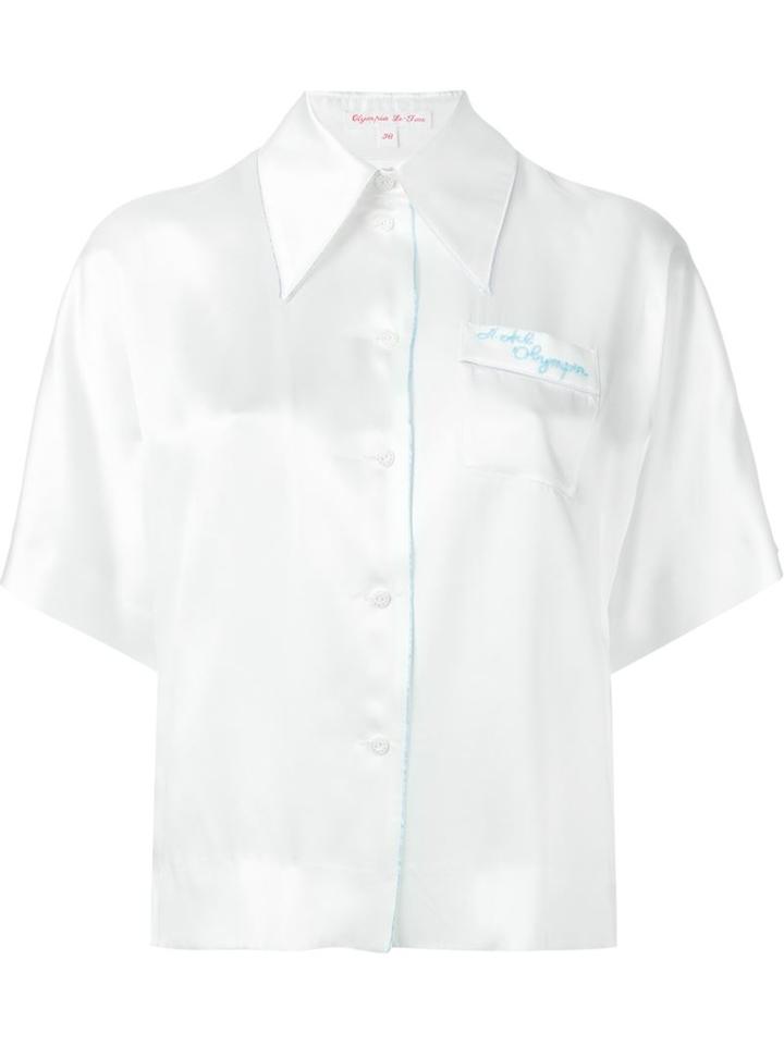 Olympia Le-tan Hotel Olympia Embroidered Shirt, Women's, Size: 40, White, Silk/glass