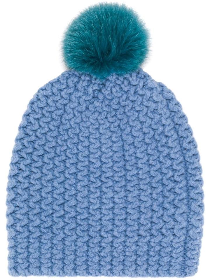 Danielapi Pom Pom Beanie Hat - Blue