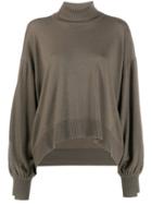 Maison Flaneur Cropped Asymmetric Roll Neck Jumper - Brown