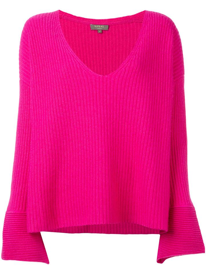 N.peal Oversize Box Cable Jumper, Women's, Size: Small, Pink/purple, Cashmere/cotton