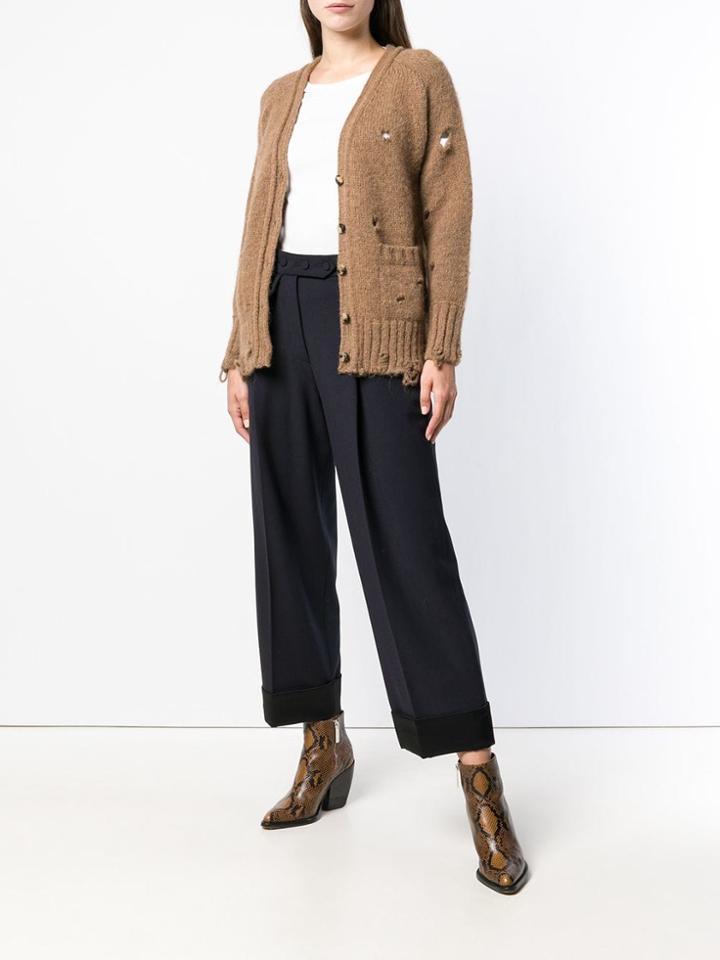 Maison Flaneur Holed Cardigan - Nude & Neutrals