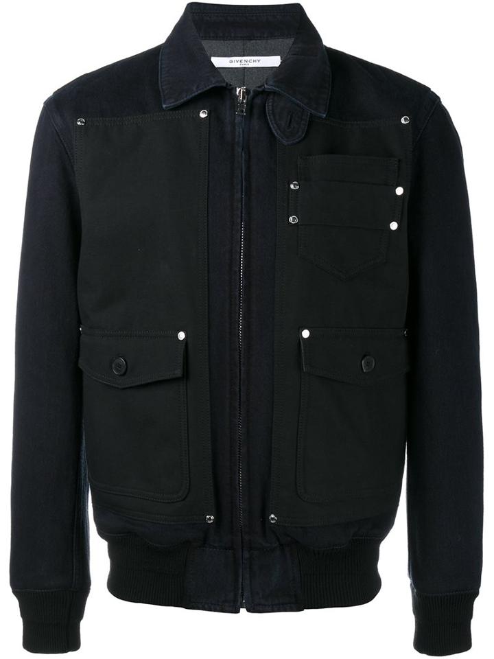 Givenchy Contrast Panel Denim Jacket, Men's, Size: Small, Blue, Cotton/polyester/spandex/elastane/wool