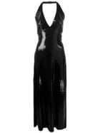 Blanca Sequinned Halter-neck Gown - Black