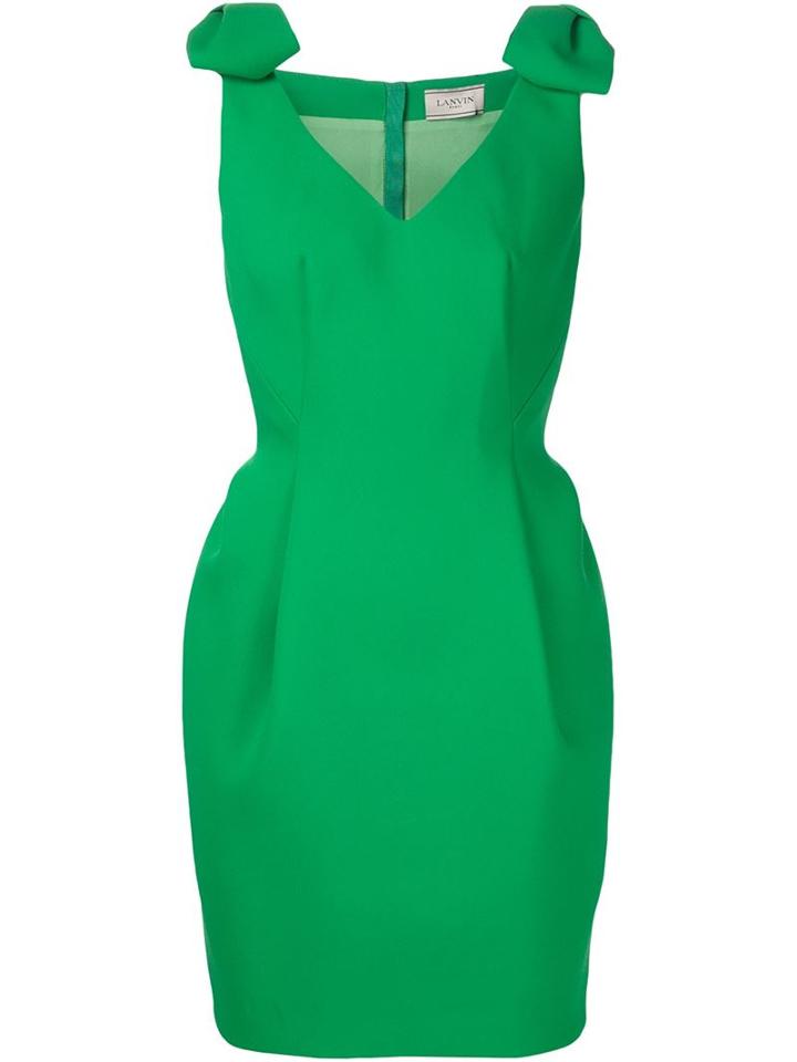 Lanvin Bow Detail To The Shoulder Dress, Women's, Size: 38, Green, Silk/spandex/elastane/cotton/polyamide