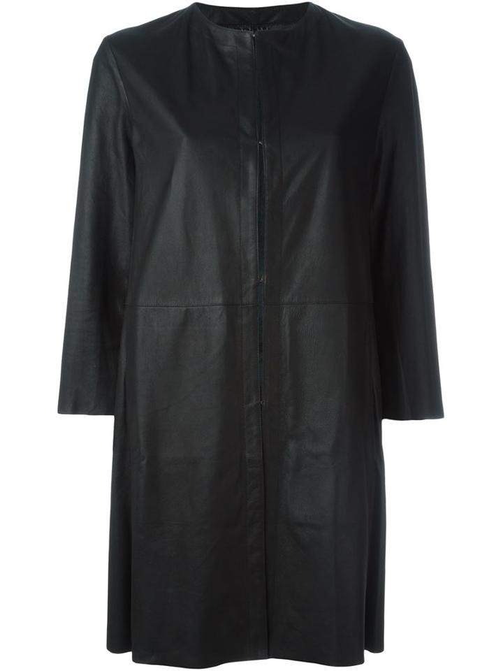 Drome Collarless Coat, Women's, Size: M, Black, Calf Leather