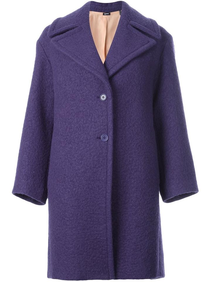 Jil Sander Navy Broad Lapels Buttoned Coat