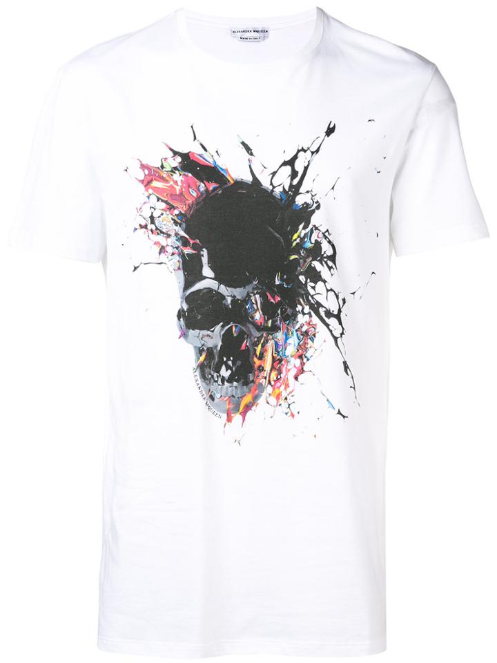 Alexander Mcqueen Paint Splatter Skull T-shirt - White