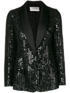 Valentino Sequinned Fitted Blazer - Black