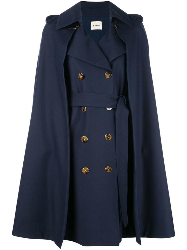 Khaite Cape Double-breasted Coat - Blue
