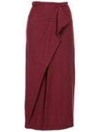 Comme Des Garçons Pre-owned Draped Midi Skirt - Red