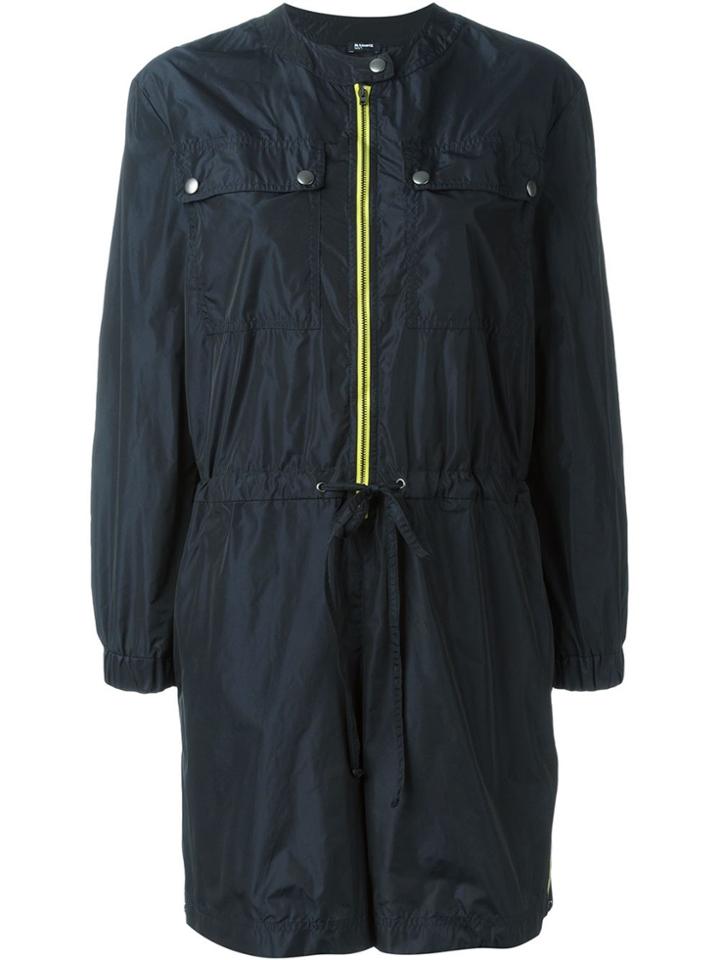 Jil Sander Navy Contrast Zip Mini Dress - Blue