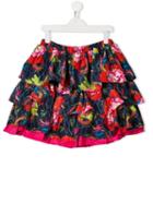 Kenzo Kids Teen Floral Print Ruffled Skirt - Blue