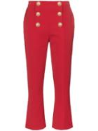 Balmain Button-embellished Cropped Trousers - Red