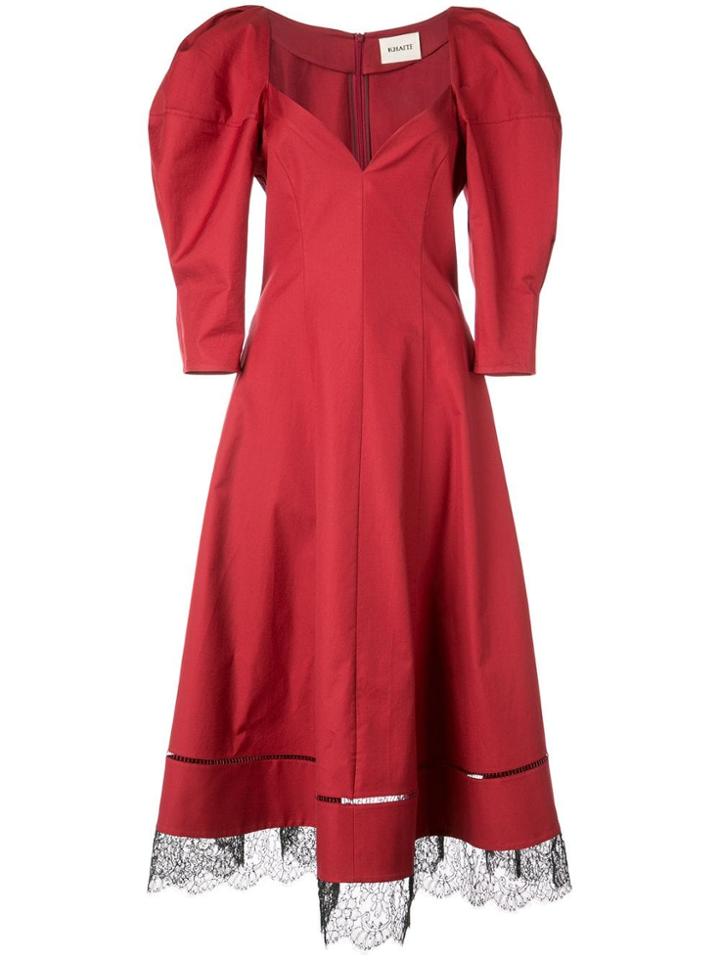 Khaite Lace Hem Midi Dress - Red