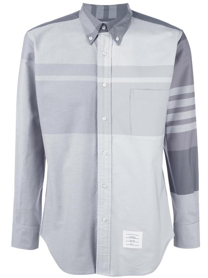 Thom Browne Checked Shirt, Men's, Size: 3, Grey, Cotton