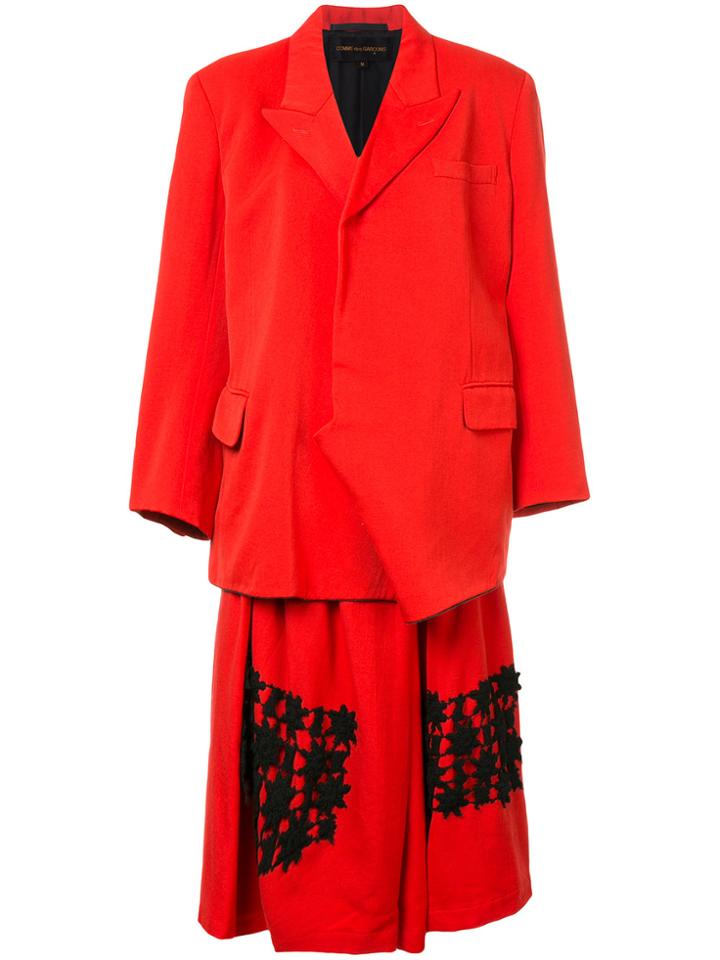Comme Des Garçons Vintage Patched Skirt Suit - Red