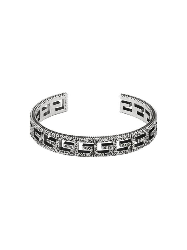 Gucci Cuff Bracelet With Square G Motif - Silver