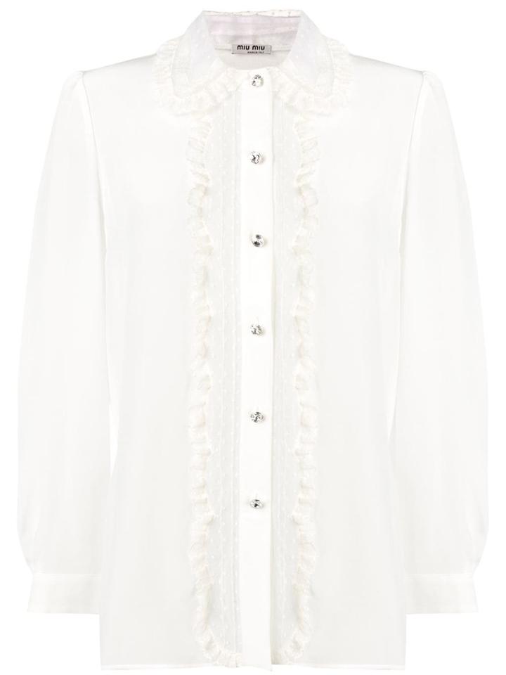 Miu Miu Ruffle Trimmed Shirt - White