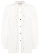 Miu Miu Ruffle Trimmed Shirt - White