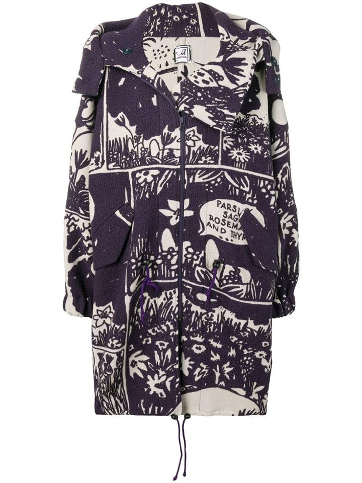 Anntian All-over Print Oversized Coat - Purple
