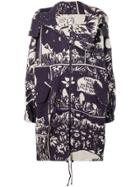 Anntian All-over Print Oversized Coat - Purple
