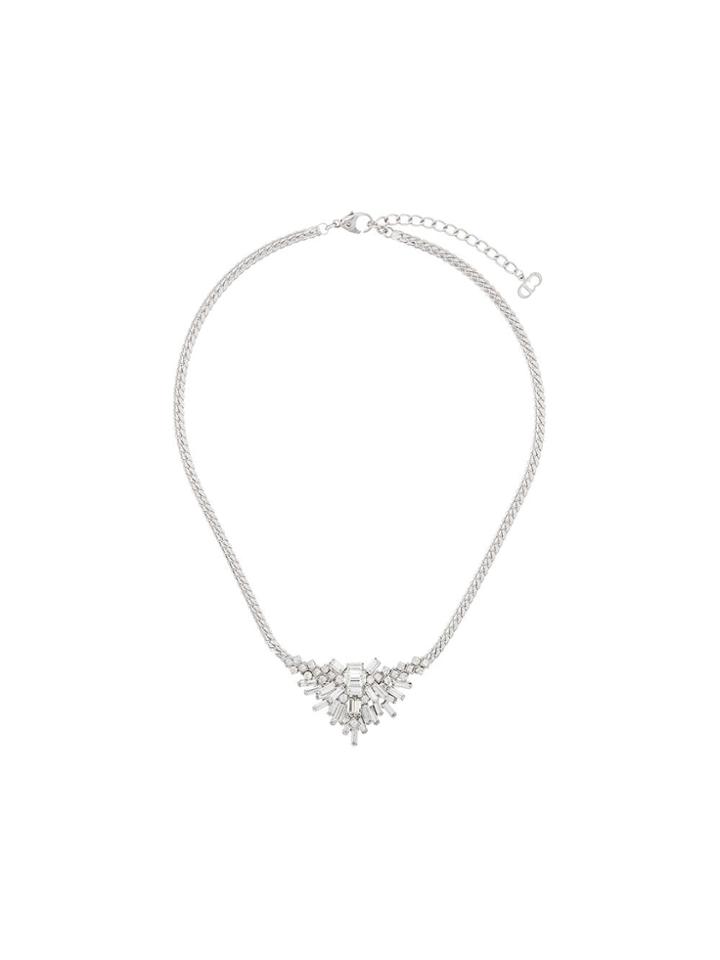 Christian Dior X Susan Caplan 1997 Archive V-drop Necklace - Silver
