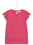 Burberry Kids Checked Turn Ups T-shirt, Girl's, Size: 14 Yrs, Pink/purple
