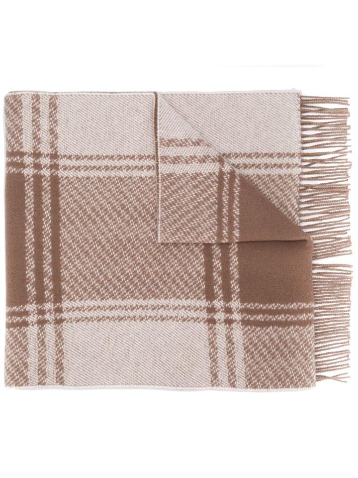 Mackintosh White & Brown Cashmere Blend Scarf Acc-020