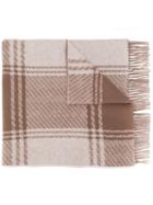 Mackintosh White & Brown Cashmere Blend Scarf Acc-020
