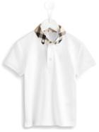 Burberry Kids Check Collar Polo Shirt, Boy's, Size: 6 Yrs, White