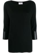 Snobby Sheep Leather Trim Jumper - Black