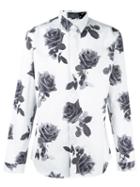 Dior Homme Rose Print Shirt, Men's, Size: 42, White, Cotton