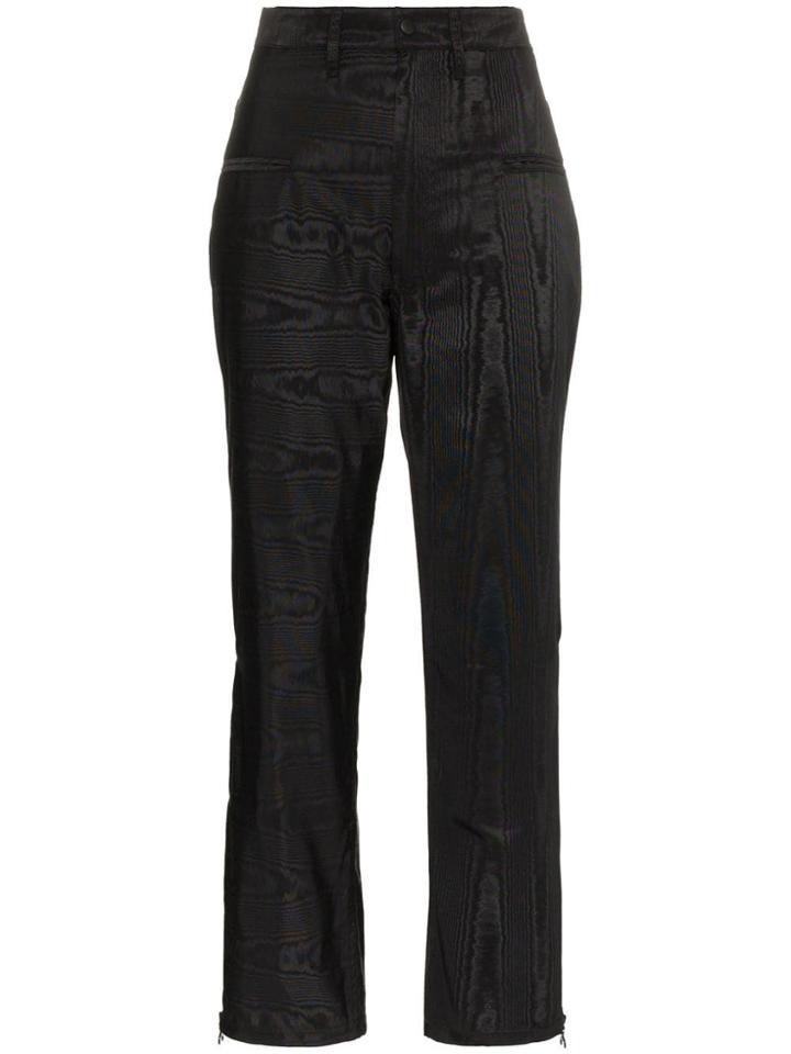 Marine Serre Moire Cropped High-waist Trousers - Black
