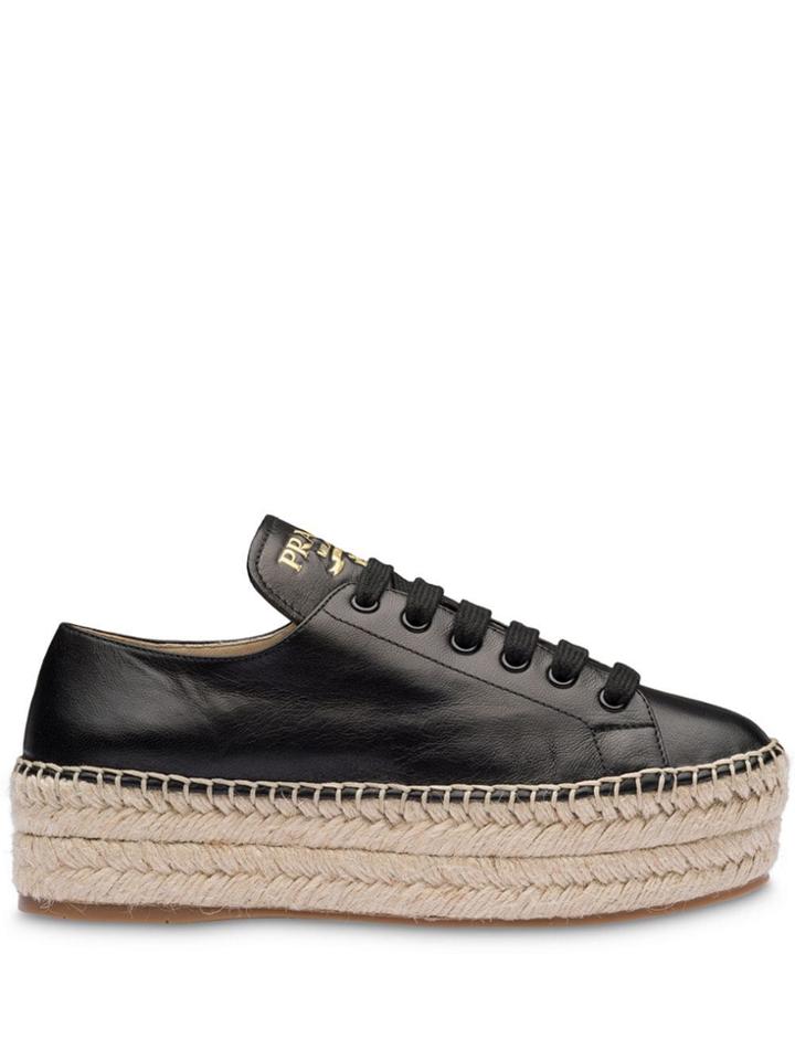 Prada Madras Platform Sneakers - Black
