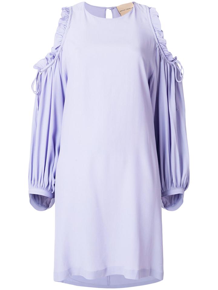 Erika Cavallini Cold Shoulder Ruffled Dress - Pink & Purple