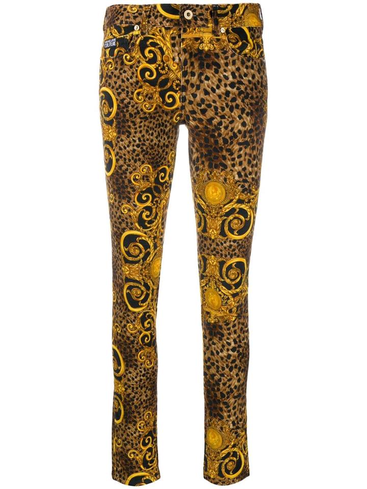 Versace Jeans Couture Leopard Print Skinny Jeans - Brown