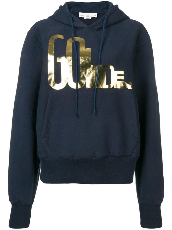 Golden Goose Deluxe Brand Oversized Logo Hoodie - Blue