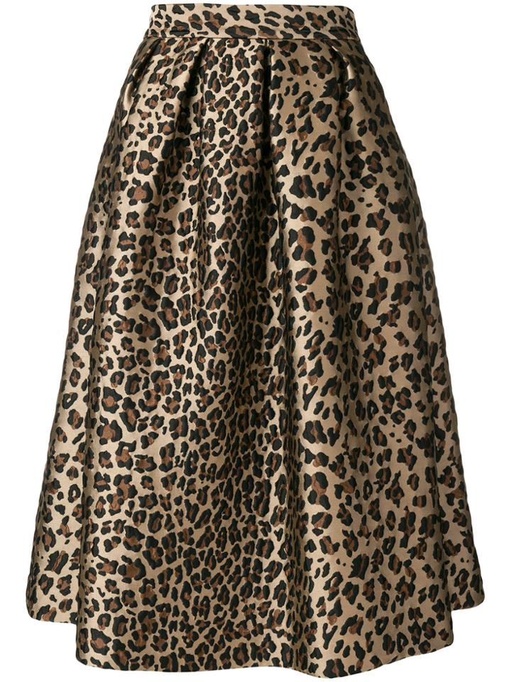 P.a.r.o.s.h. Leopard Print Flared Skirt - Brown