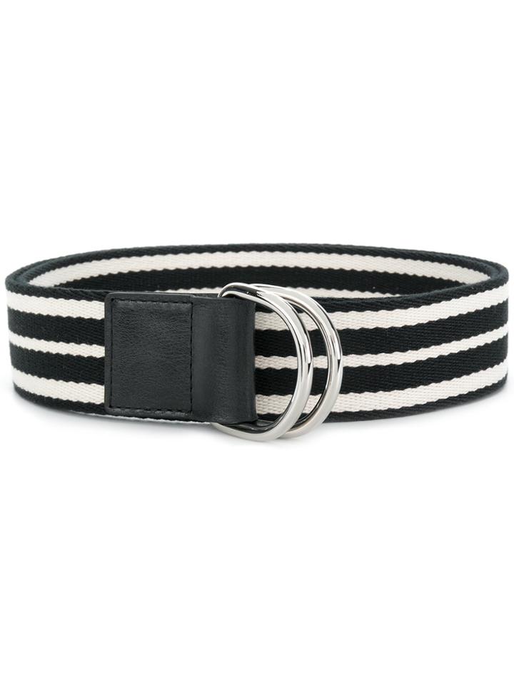 Red Valentino Striped Buckle Belt - Black