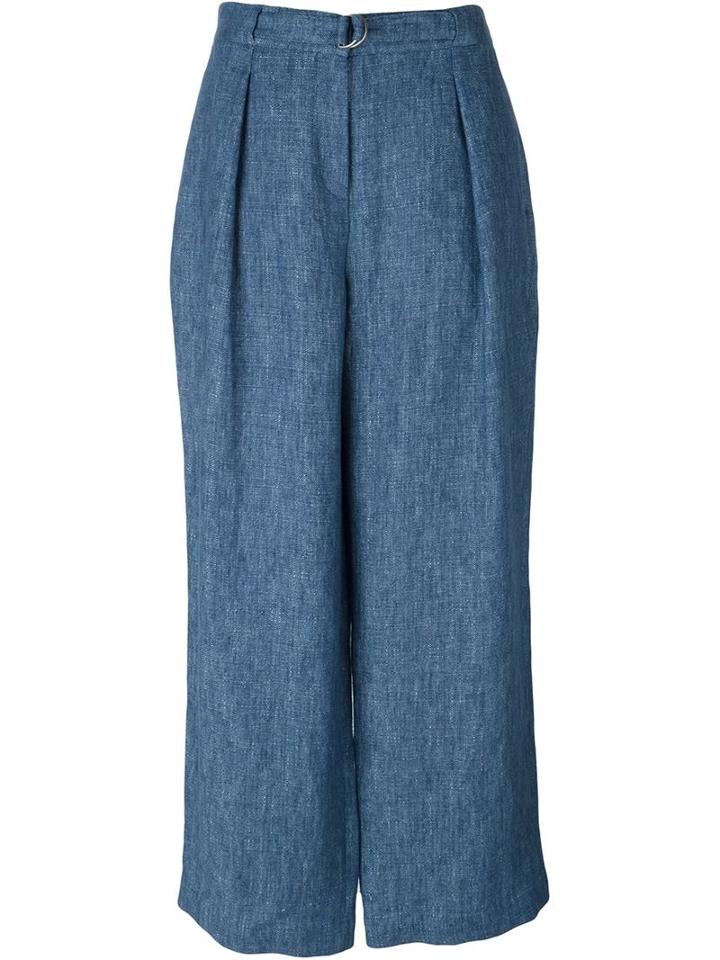 Akris Cropped Trousers, Women's, Size: 36, Blue, Linen/flax/viscose