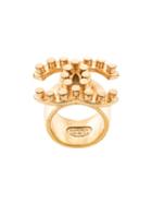 Chanel Pre-owned Studded Cc Logo Ring - Gold