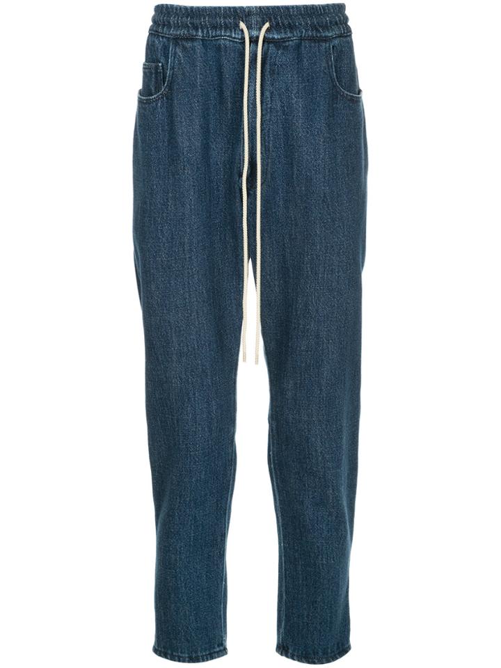 Bassike Drawstring Fitted Trousers - Blue
