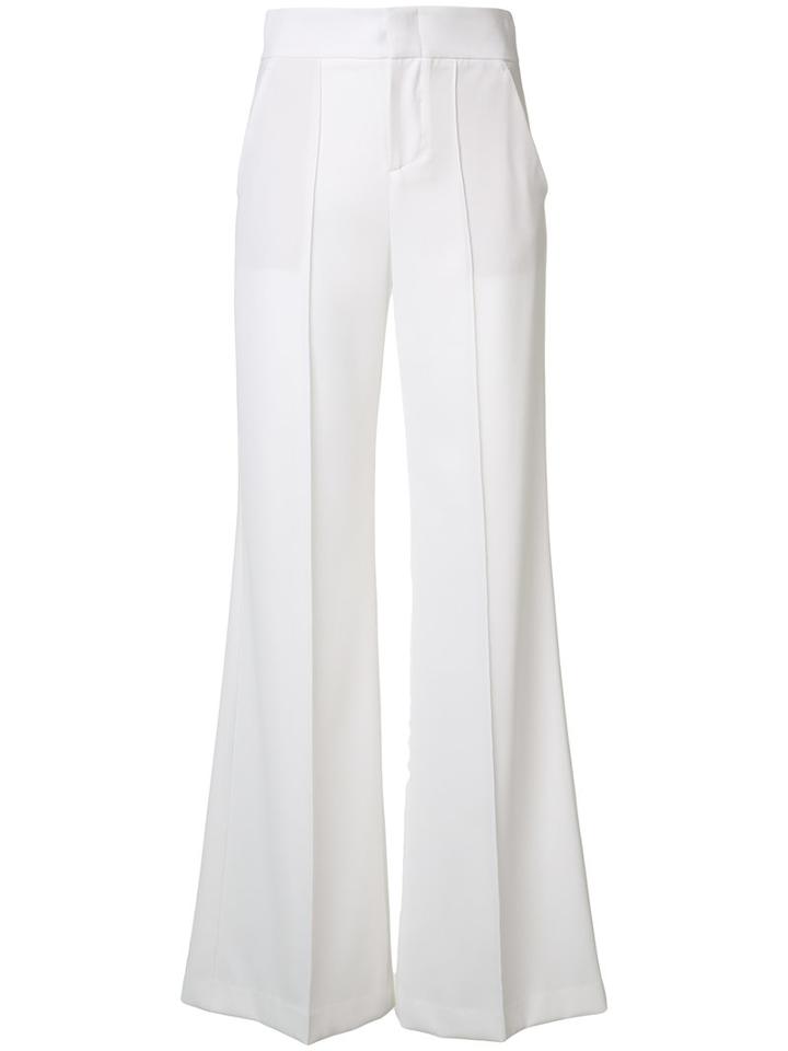 Alice+olivia Flared Trousers, Women's, Size: 12, White, Polyester/spandex/elastane
